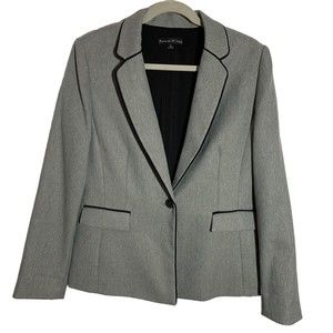Preston & York Women's Size 12 Gray Aberdeen Herringbone Single Button Blazer